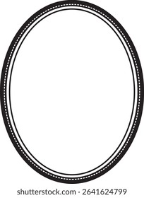 A black and white decorative oval frame with clean lines, double borders, and a dotted accent. The elegant minimal design is ideal for vintage labels, packaging, certificates, logos, invitations, or o