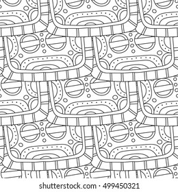 Black and white decorative seamless pattern for coloring book.