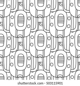Black and white decorative seamless pattern for coloring book.