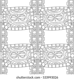 Black and white decorative seamless pattern for coloring book.