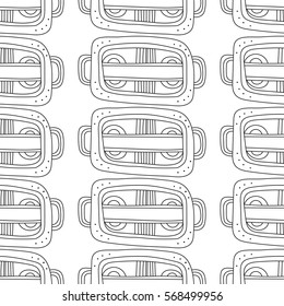 Black and white decorative seamless pattern for coloring book.