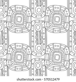 Black and white decorative seamless pattern for coloring book.