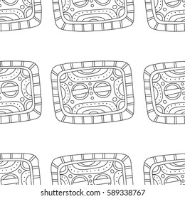 Black and white decorative seamless pattern for coloring book.