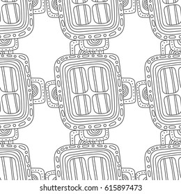 Black and white decorative seamless pattern for coloring book, page