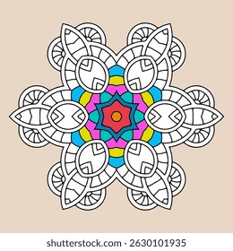 Black and white decorative template, mandala stencil suitable for laser cutting metal, wood carving, coloring, stained glass. Isolated. Patterns and ornaments of the East, Asia, India, Mexico, Aztec.