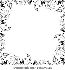 black white decorative vines frame vector 