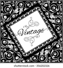 Black and white decorative vintage design