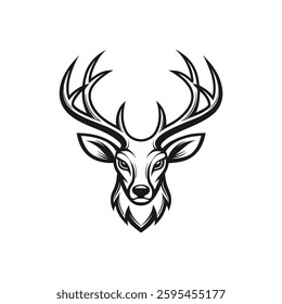 Black and White Deer Head Logo Design 