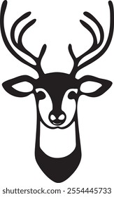 Black And White Deer Head Silhouette With Majestic Antlers