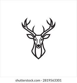 Black and white deer head silhouette with large antlers design