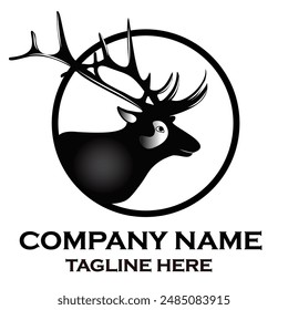 Black white deer logo.Elk Deer Logo Design.Elk Deer logo vector