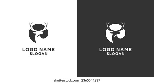 Black and white deer logo in moonlight