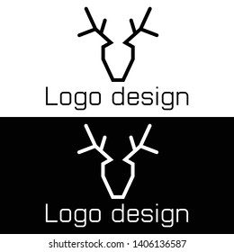 Black and white deer shaped logo.