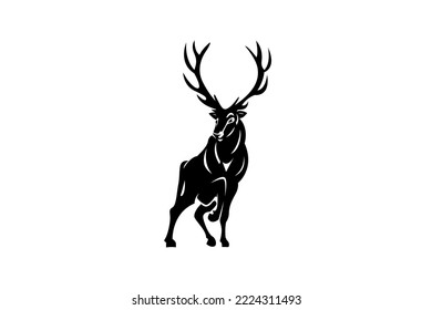 black and white deer silhouette vector image