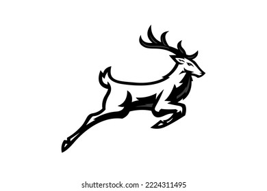 black and white deer silhouette vector image