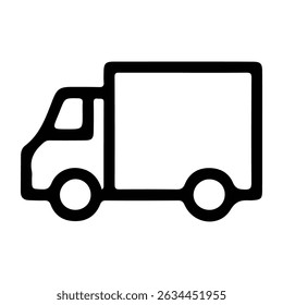 Black And White Delivery Truck Outline Icon Logistics And Distribution Concept