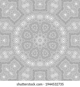 Diseño vectorial de octógono octágono de denso blanco y negro. Complicado y intrincado ornamento andrajado. Una textura muy trabajada y sin fisuras.