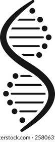 Black and white depiction of a DNA molecule forming a double helix spiral, conveying the essence of genetic instructions and highlighting themes of genetics, medicine, and microbiology