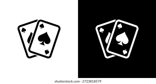 Uma representação em preto e branco de duas cartas de baralho com um símbolo de espadas visível.