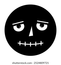 Emoji de tristeza depresiva en blanco y negro. Depresión tristeza descontento insatisfacción horror miedo