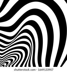 Black and white design. Abstract 3D geometrical background with optical illusion