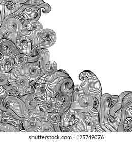 Black and white design with abstract wave. Template wavy frame design for card. Template frame design for card in cold winter theme. Useful for packaging, invitations, decoration, bag template, etc