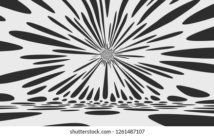 Black and white design. Chaotic particles in empty space. Dynamic background. Vector illustartion.