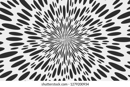 Black and white design. Chaotic particles in empty space. Dynamic background. Vector illustartion.