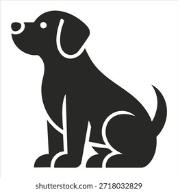 Ilustración de Plantilla de Vector de perro doméstico de silueta de colección de diseño blanco negro.