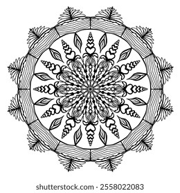 Black and White Design for Coloring. Relaxation or Meditation Pattern