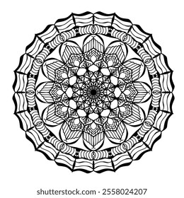 Black and White Design for Coloring. Relaxation or Meditation Pattern