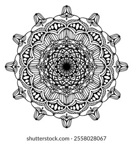 Black and White Design for Coloring. Relaxation or Meditation Pattern