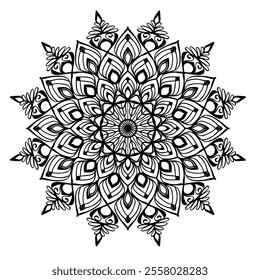 Black and White Design for Coloring. Relaxation or Meditation Pattern