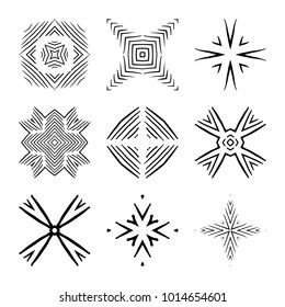 Black and white design elements. Decorative retro pattern, tiles for creating seamless pattern. Vector