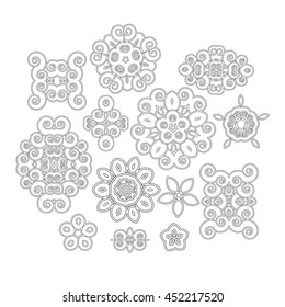 Black and white design elements. Spirals. Floral motifs and design elements in swirl style isolated on white. Vector