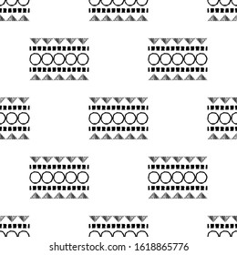 Black and white design. Ethnic boho ornament. Seamless pattern. Tribal motif. Vector illustration for web design or print.