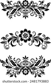 Diseño en blanco y negro con Elementos florales, flores y hojas. La paleta monocromática, el diseño floral complejo, lo que lo convierte en una opción ideal para proyectos que buscan un toque de sofisticación y arte.