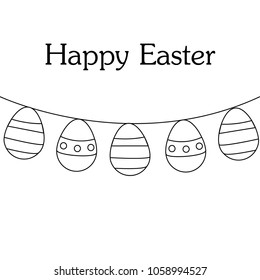 black and white design of happy easter greeting card with eggs 