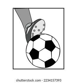 Black and white Design Image illustration of a soccer ball, image of a ball and shoes, World cup Football