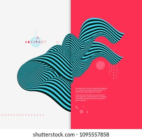 Black and white design. Pattern with optical illusion. Abstract 3D geometrical background. Vector illustration.