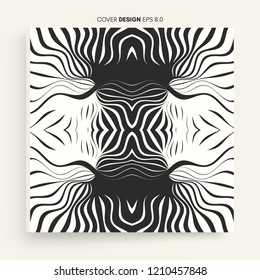 Schwarz-Weiß-Design. Muster mit optischer Illusion. Abstrakter, gestreifter Hintergrund. Vektorgrafik.