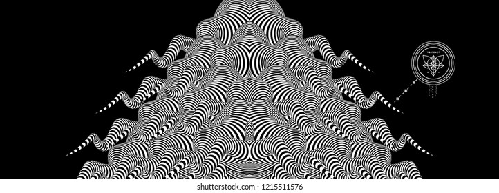 Diseño en blanco y negro. Patrón con ilusión óptica. Resumen de fondo rayado. Ilustración vectorial.