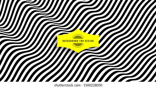 Black and white design. Pattern with optical illusion. Abstract 3D geometrical background. Vector illustration.