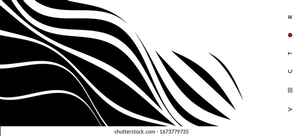 Black and white design. Pattern with optical illusion. Abstract striped background. Vector illustration.