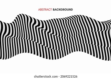 Black and white design. Pattern with optical illusion. Abstract 3D geometrical background. Vector illustration.