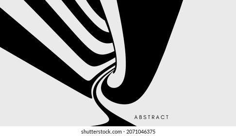Black and white design. Pattern with optical illusion. Abstract striped background. Vector illustration.