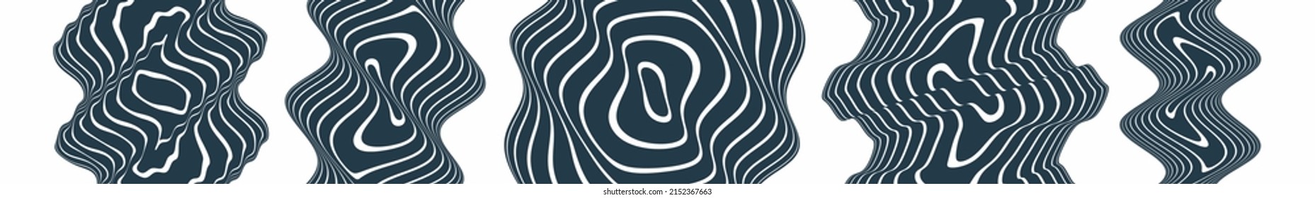 Black and white design. Pattern with optical illusion. Abstract striped background with ripple effect. Vector illustration.