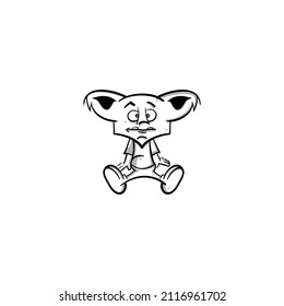 black and white design vector illustration mascot icon	