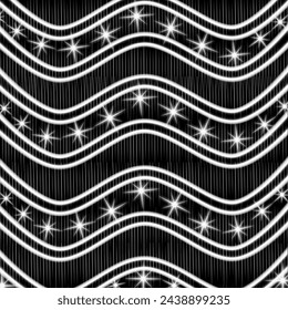 Black and White Design Vector Made with  Bands and Stars Against Rough Background.