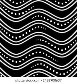 Schwarz-Weiß Design Vector Made with Wavy Bands and Dots.